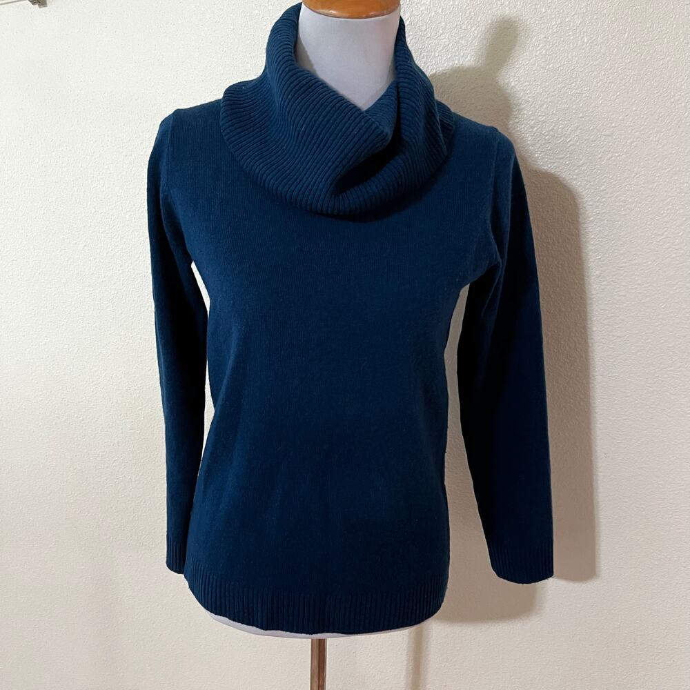 Woolovers blue Cashmere And Merino Long Sleeve Cowl Neck Sweater Jumper XS